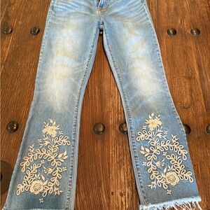 Johnny Was Denim with Cream Floral Embroidery